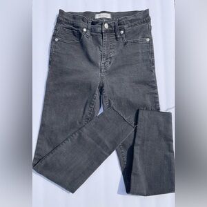 MADEWELL Black Denim 9" High Rise Skinny‎ Jeans Raw Hem | 26